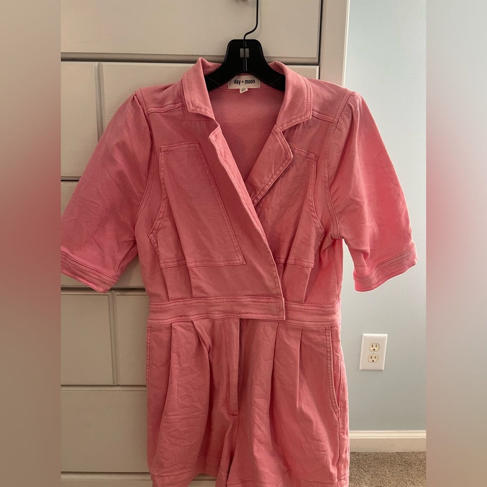 Day & Moon Pink Denim Romper size Medium